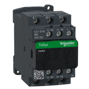 Stycznik mocy TeSys D AC3 18A 4P 1NO 1NC cewka 24VDC LC1D18BD SCHNEIDER